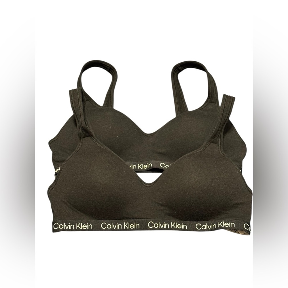 Calvin Klein Lightly Padded Bralette Lot Of 2 Bras Small Black Seamless Stretch